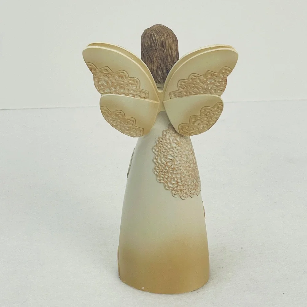 True Friends Are Connected Heart To Heart Angel Figurine Butterfly Lace Detail